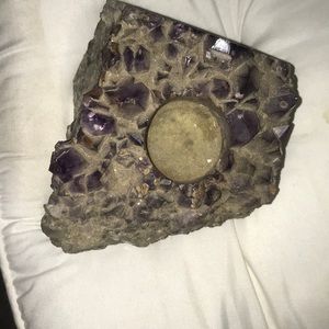 Crystal purple quartz candle holder